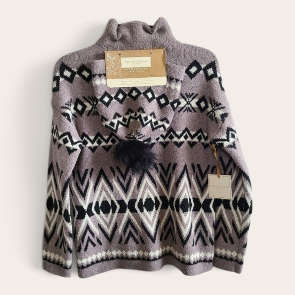 Christian Siriano NWT Women's Gray Turtleneck Faux Fur Winter Sweater Gift Set